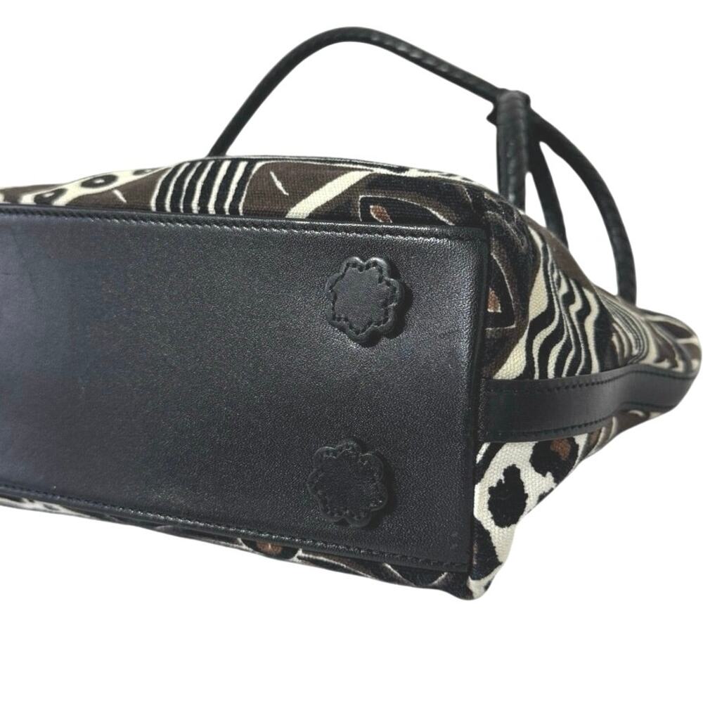Brighton Liliana Animal Print Canvas Tote Bag Black Leather Trim Silver Hardware - Picture 8 of 12